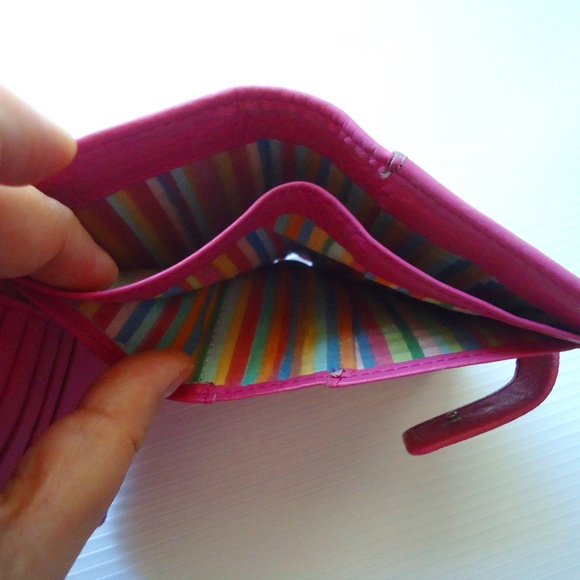 Genuine Leather Pink Wallet Button Butterfly Size-5.5x3 in - Picture 4 of 8